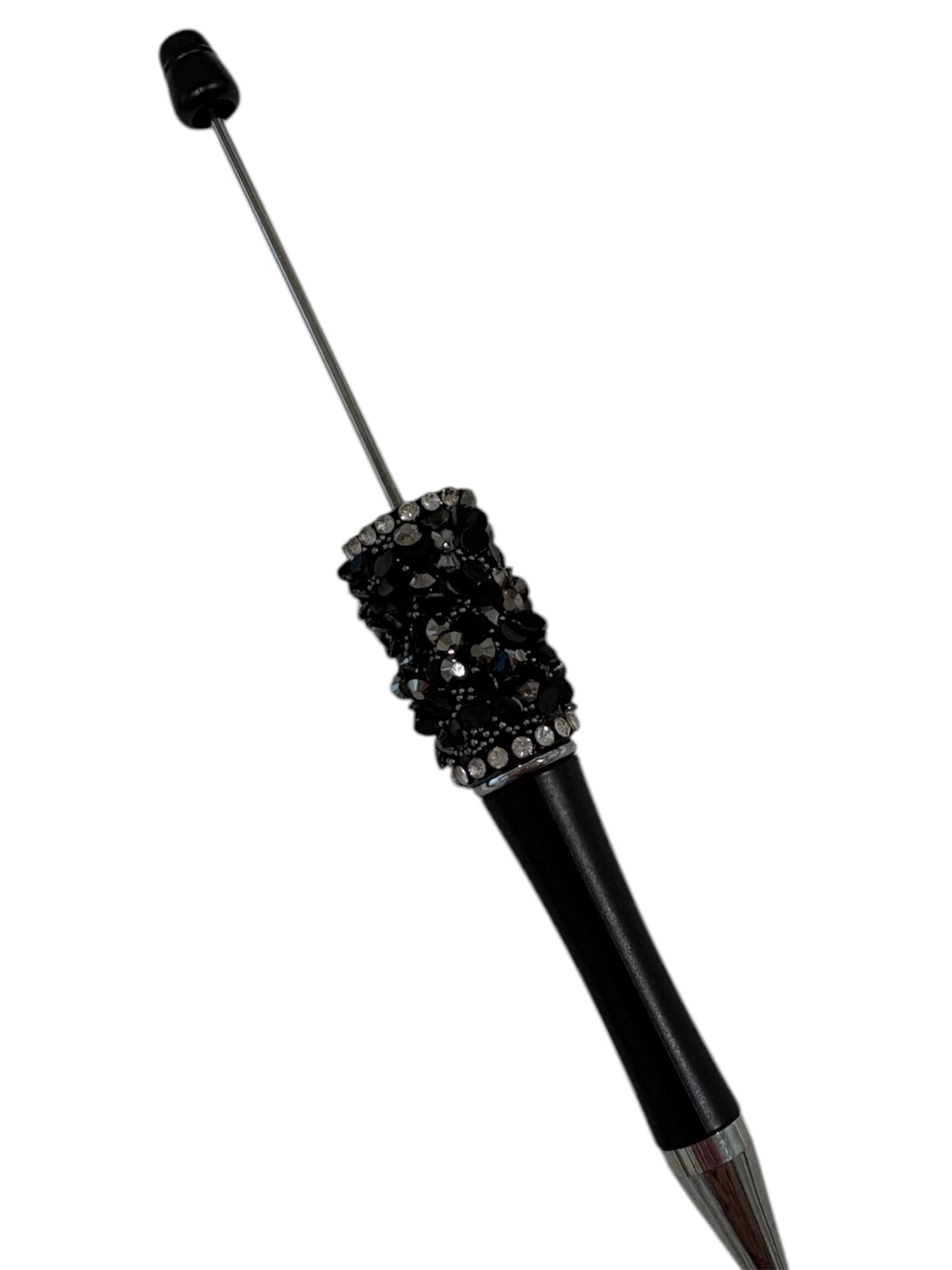 Black heavy rhinestone detail beadable pen