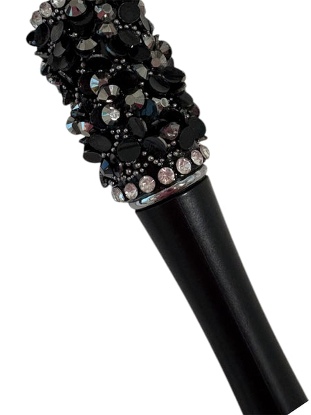 Black heavy rhinestone detail beadable pen