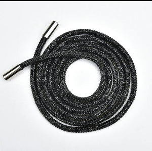 Rhinestone Drawstring For Hoodie - Black